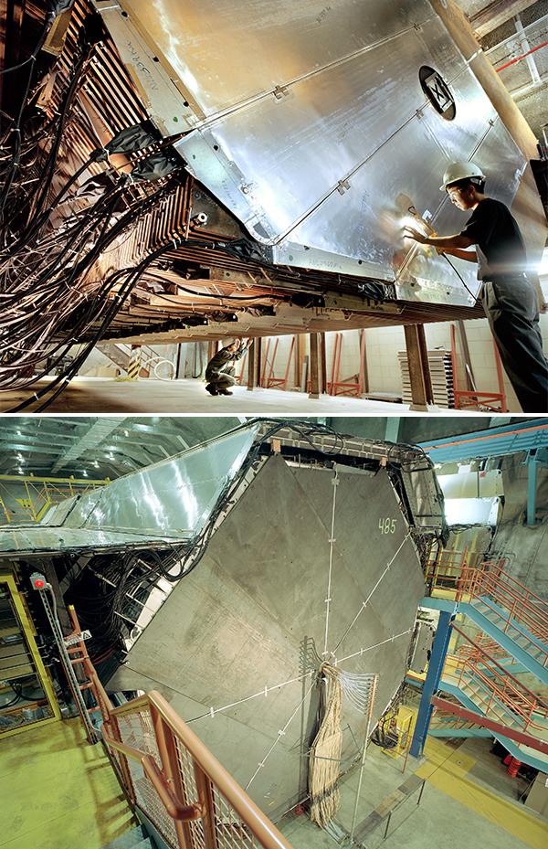 «Ближний» (сверху) и «дальний» детекторы MINOS (фото Fermilab).