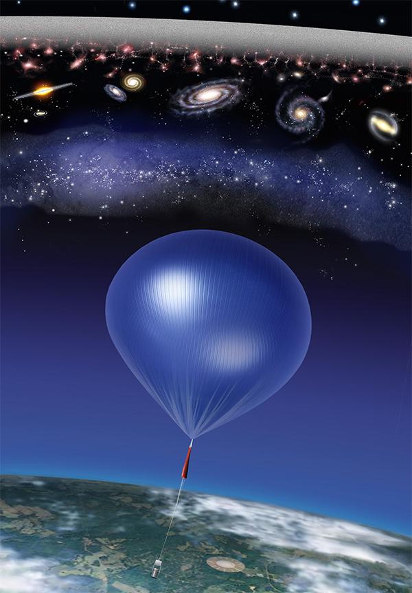 Измерительная аппаратура ARCADE поднимается на заданную высоту в ~35 км. (Иллюстрация НАСА / ARCADE / Roen Kelly.)
