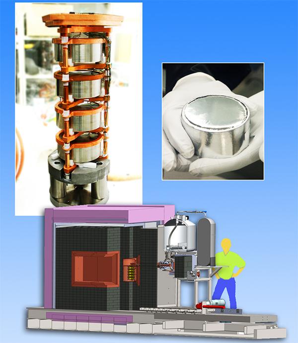 Отдельные германиевые детекторы компонуются в виде «нитей», после чего загружаются в защищённый свинцом и медью объём установки MAJORANA DEMONSTRATOR (иллюстрация Berkeley Lab).